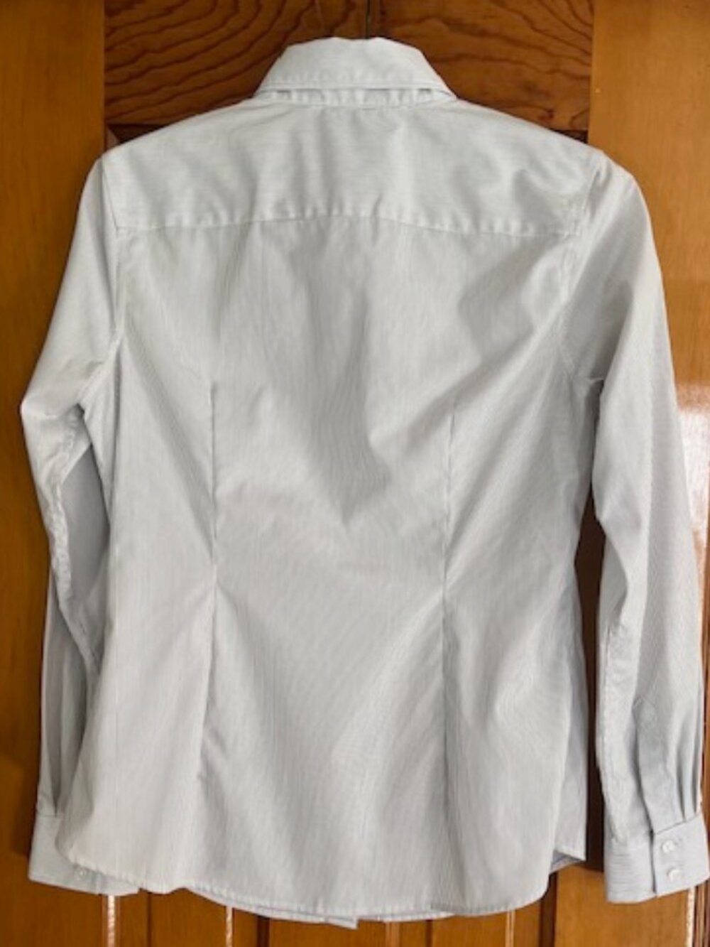 Banana Republic Tailored-Fit White/Grey Stripes Shirt Woman's Size 6 - Picture 3 of 9